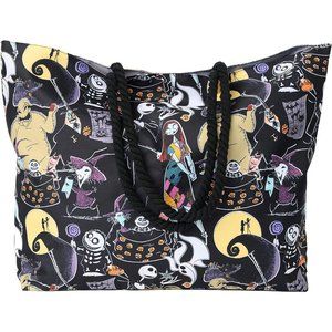 Women Black Nightmare Before Christmas Skellington Print Lightweight Tot…